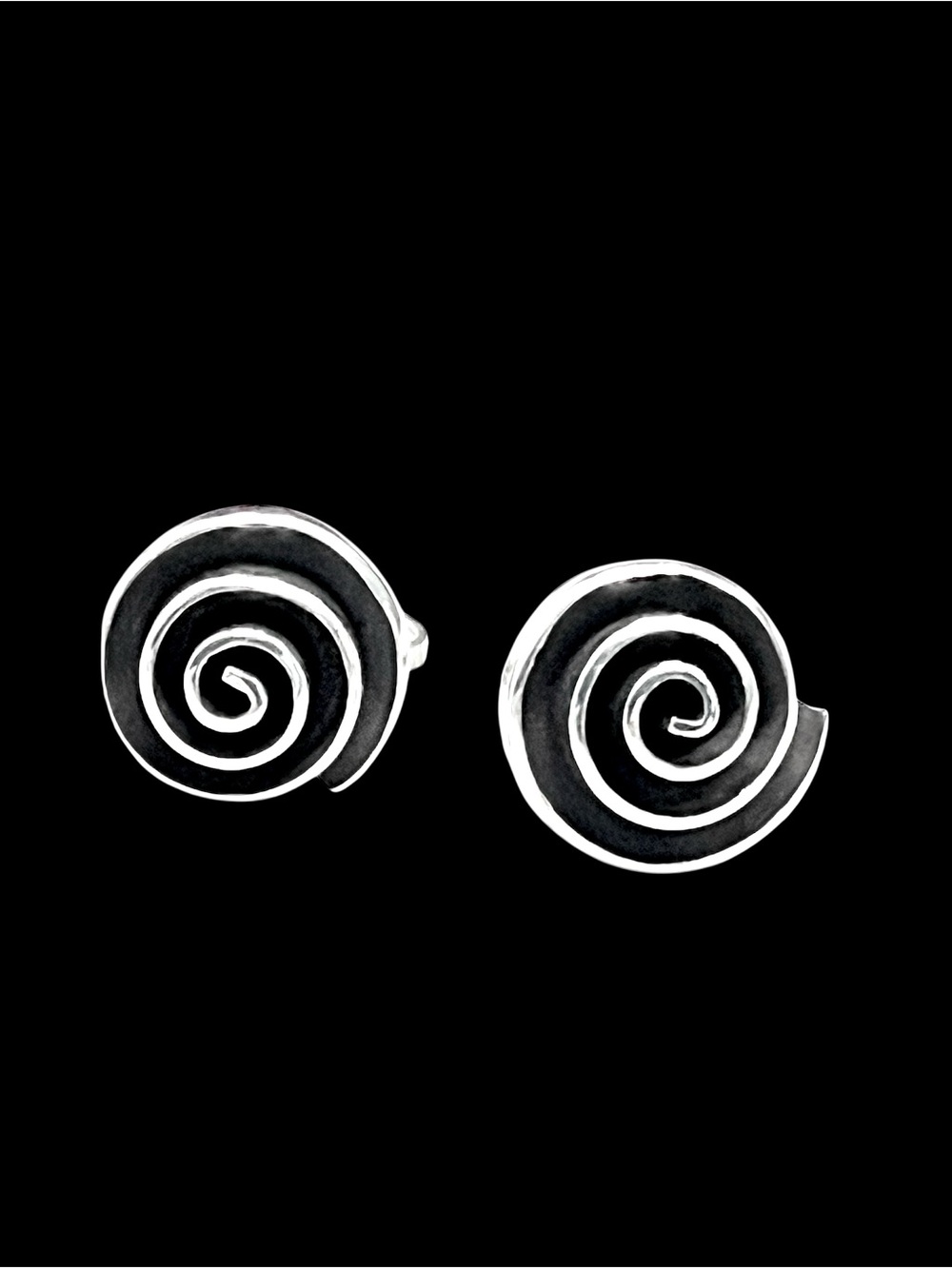Vintage Mexico Sterling Silver Spiral Earrings Eagle 1 Taxco Mid Century